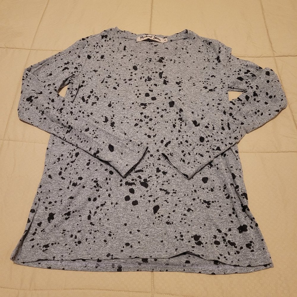 Michael Stars LONG SLEEVE TEE SHIRT SPECKLED MESH